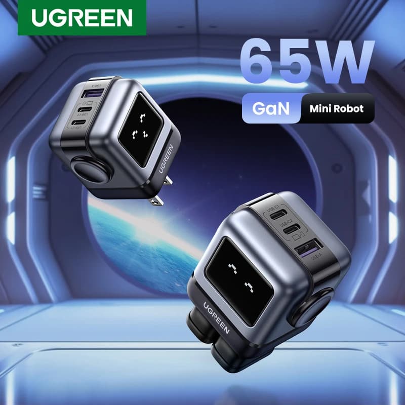 מטען UGREEN 65W GaN בעיצוב רובוט — קנו מ-AliExpress לישראל