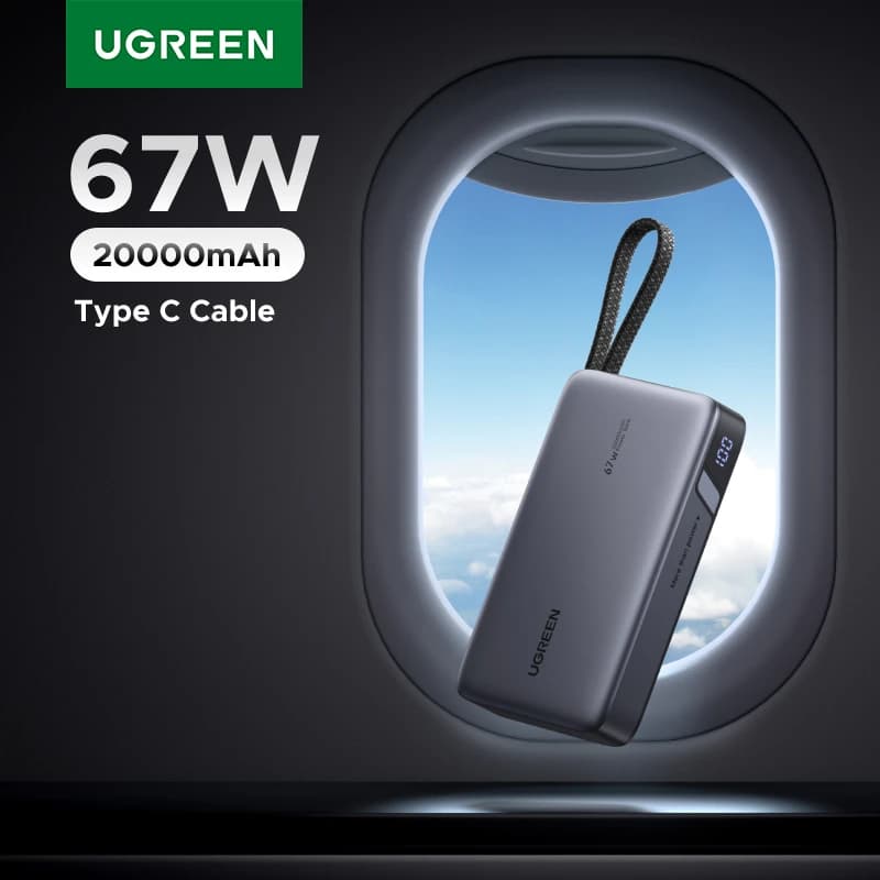 מטען נייד UGREEN 20000mAh עם כבל Type-C מובנה — קנו מ-AliExpress לישראל