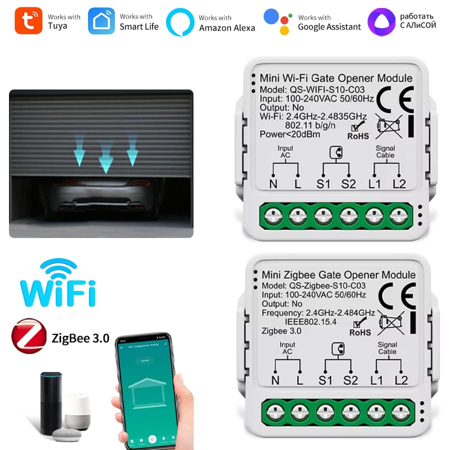 בקר חכם לדלת גראז' עם WiFi ו-Zigbee — קנו מ-AliExpress לישראל