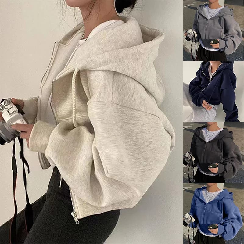 קפוצ'ון פליז כחול כהה נשים — קנו מ-AliExpress לישראל