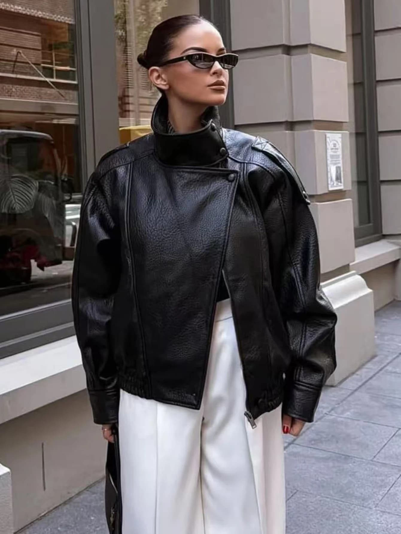 ז'קט דמוי עור נשים רוכסן — קנו מ-AliExpress לישראל