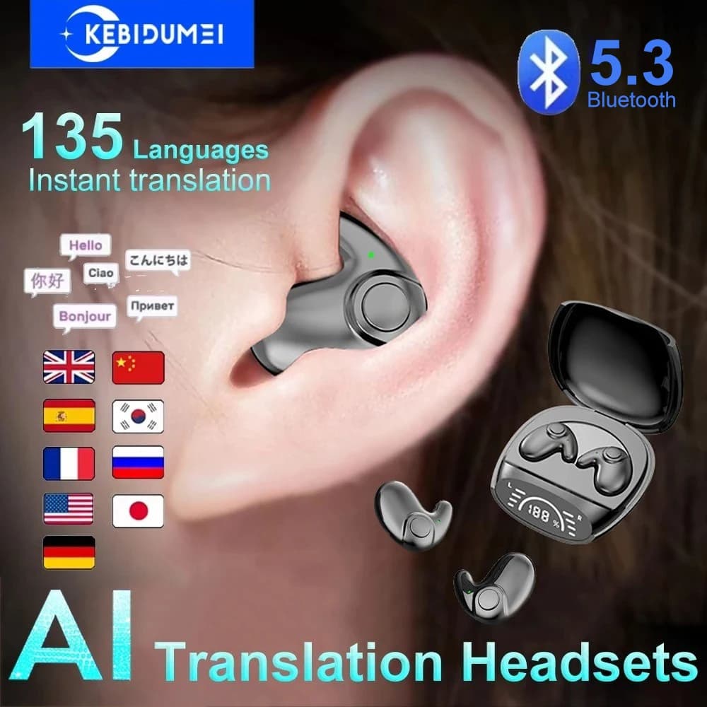 אוזניות Bluetooth 5.3 עם תרגום AI — מ-AliExpress