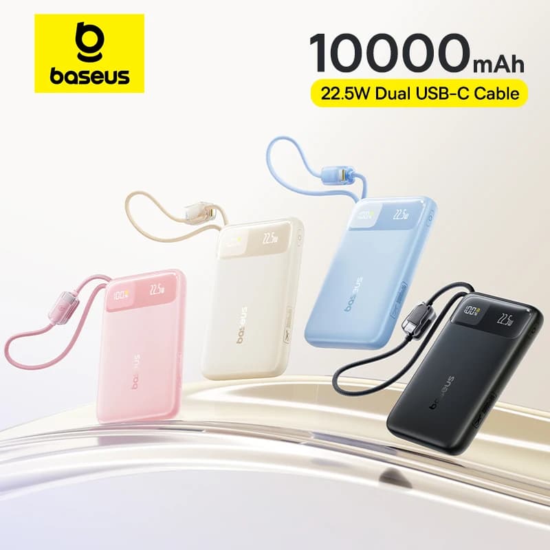בנק כוח 10000mAh עם כבל USB-C מובנה — קנו מ-AliExpress לישראל
