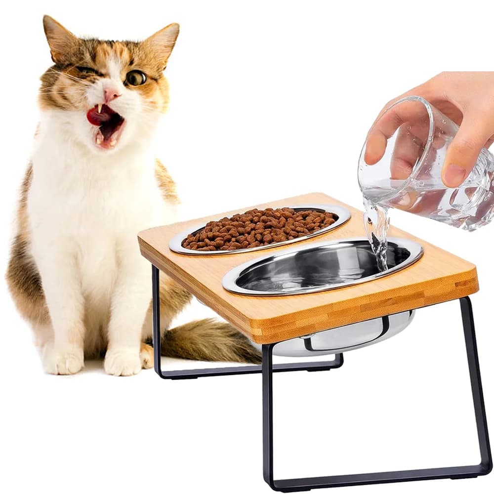 קערת אוכל מוגבהת לכלבים וחתולים עם קערת נירוסטה — קנו מ-AliExpress לישראל