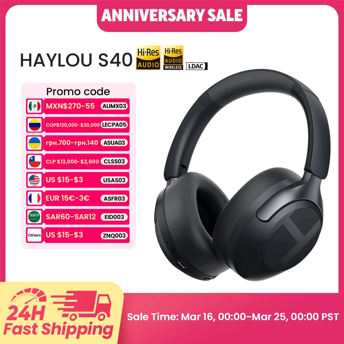 אוזניות אלחוטיות HAYLOU S40 עם ביטול רעשים — קנו מ-AliExpress לישראל
