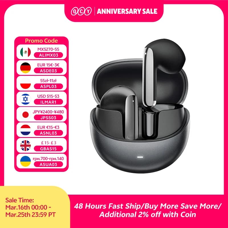 אוזניות QCY HT10 AilyBuds Pro+ ANC אלחוטיות — קנו מ-AliExpress לישראל