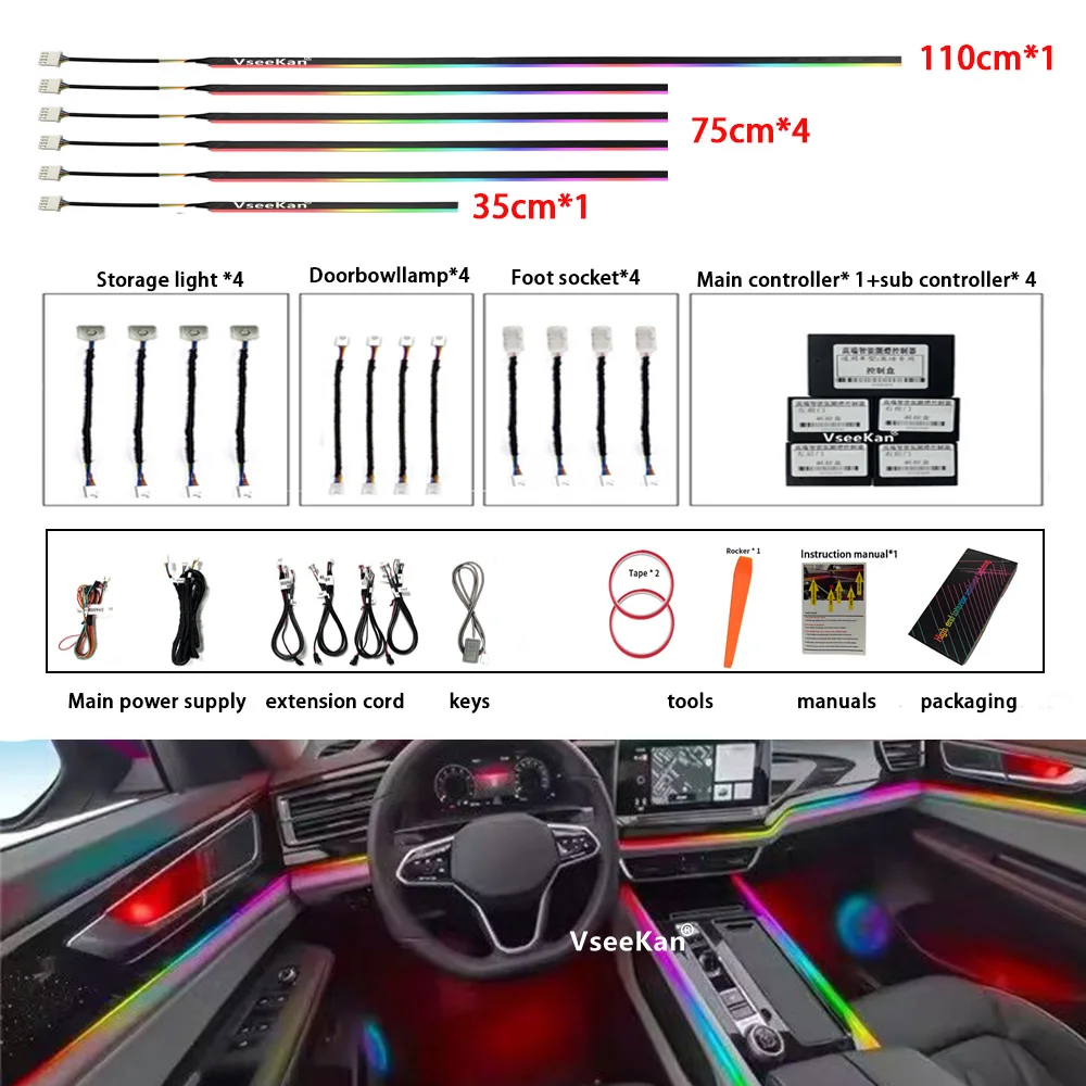 ערכת תאורת אווירה לרכב LED RGB — קנו מ-AliExpress לישראל