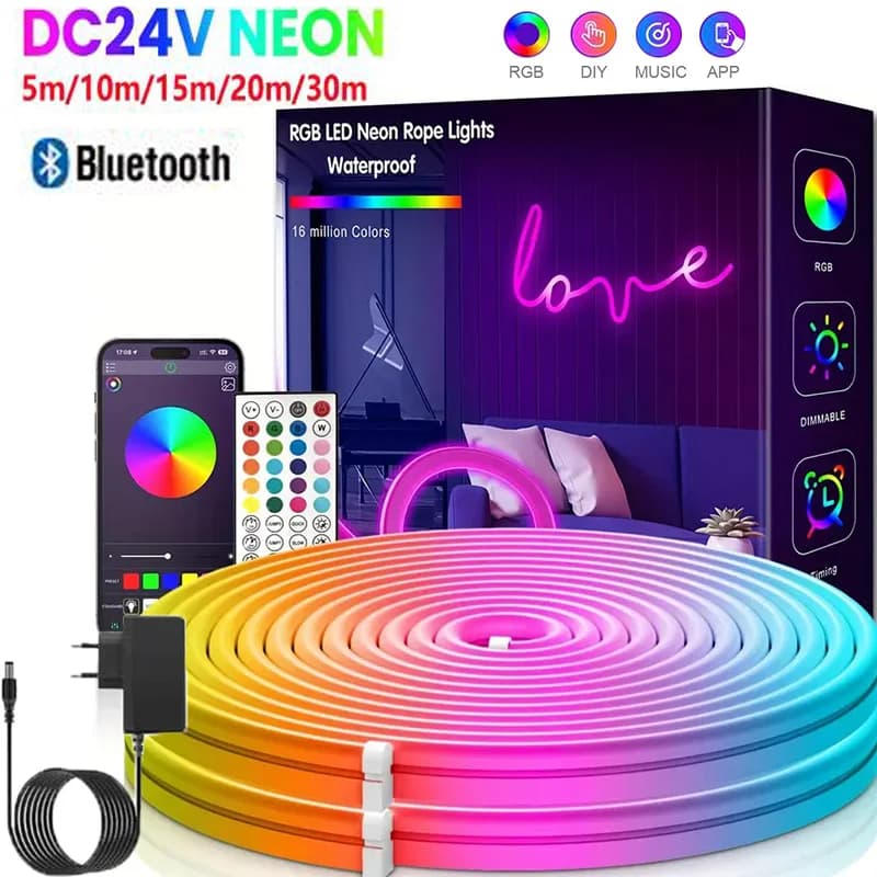 פס ניאון LED RGB Bluetooth — קנו מ-AliExpress לישראל