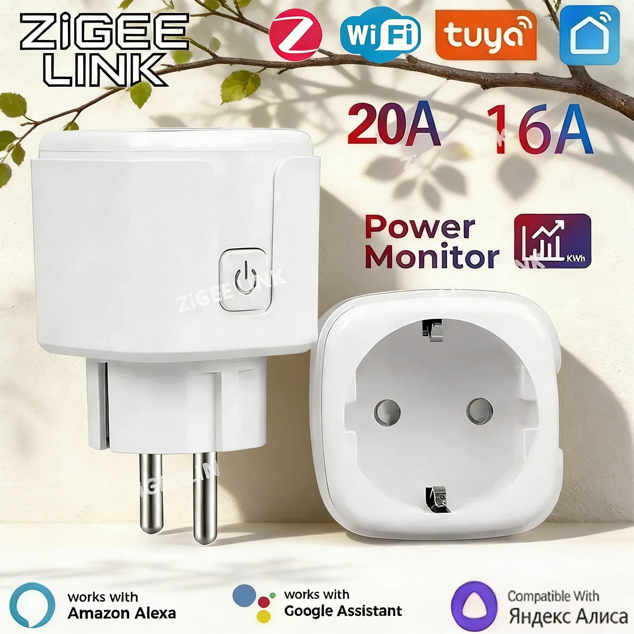 שקע חכם Tuya WIFI ZigBee עם מונה חשמל — מ-AliExpress