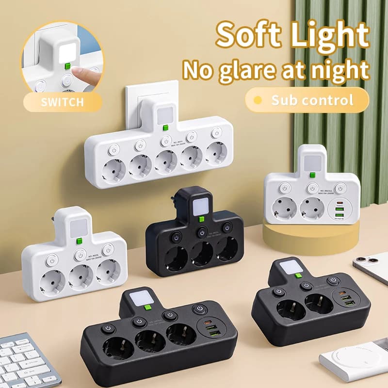 מפצל חשמל שקעים עם/בלי USB-C — קנו מ-AliExpress לישראל