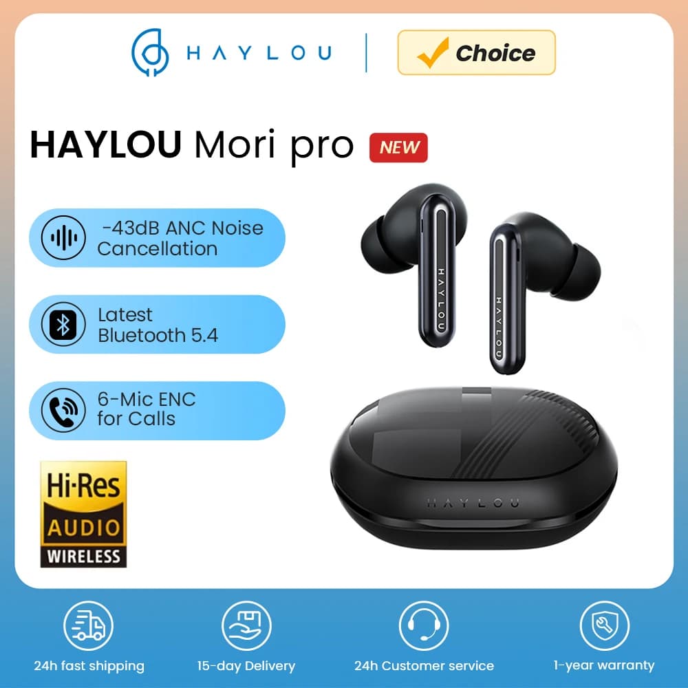 אוזניות HAYLOU Mori Pro Bluetooth 5.4 ANC LDAC — קנו מ-AliExpress לישראל